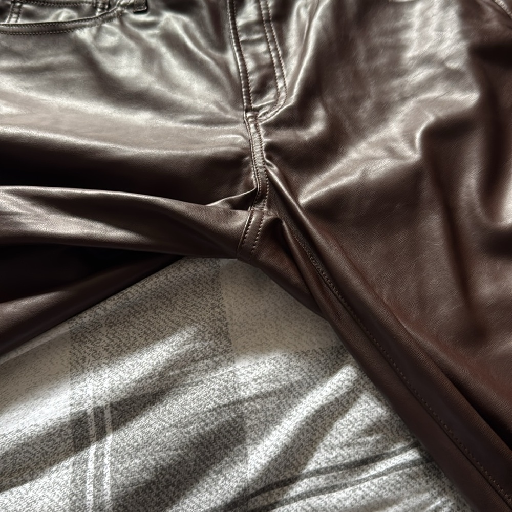 GAP Vintage Slim High Rise Faux-Leather Bootcut Ankle Brown Pants - Picture 4 of 9